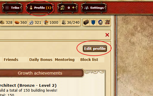 Profil im Spiel bearbeiten