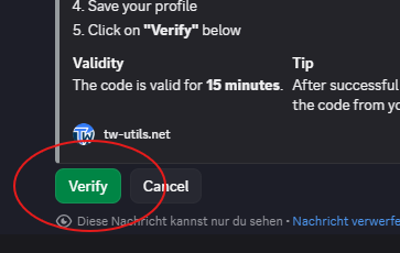 Verify-Button im Discord klicken