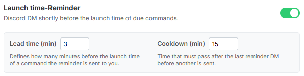 Abschick-Reminder mit Vorlaufzeit und Cooldown