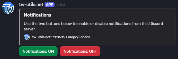 Notifications-Embed mit ON- und OFF-Button